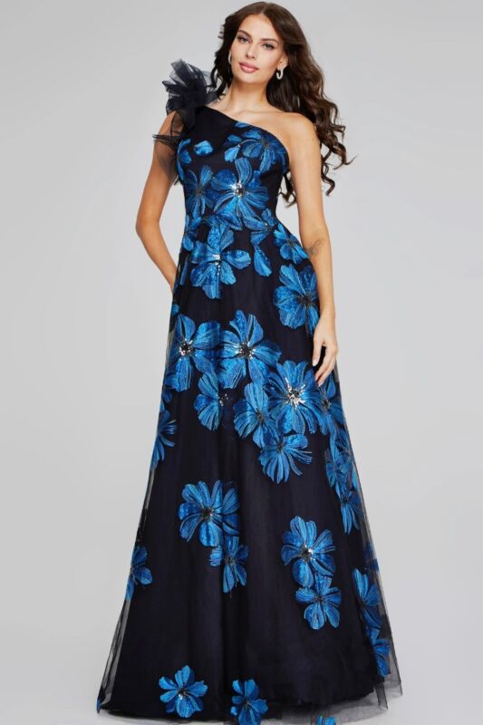 Jovani 36717 One Shoulder Floral Dress