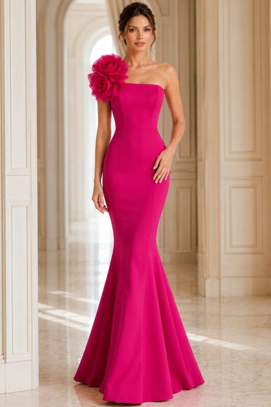 Jovani 40201 Floral One Shoulder Fitted Dress