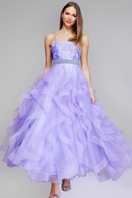 Jovani K23519 Ruffle Skirt Beaded Waist Dress