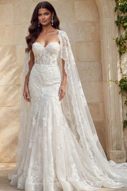 Jovani JB07583 Strapless Corset Lace Wedding Gown