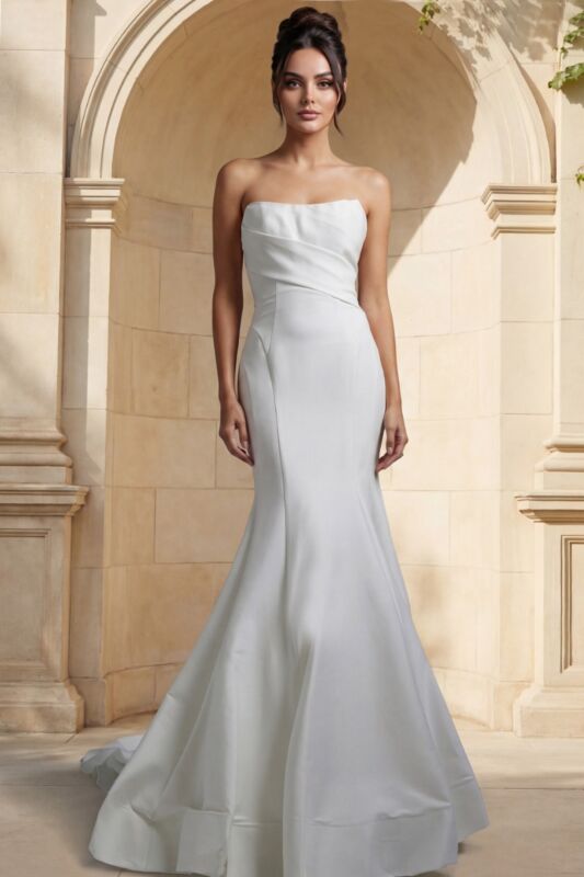Jovani JB24282 Button Back Strapless Wedding Gown