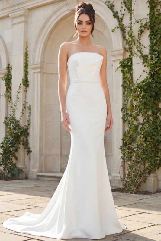 Jovani JB40597 Button Back Strapless Wedding Dress