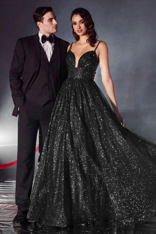 LaDivine CD996 Sweetheart Neck Glitter Dress