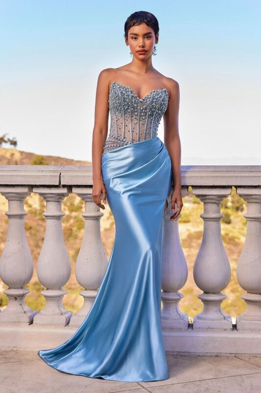 Ladivine CDS538 Asymmetric Waist Cutaway Slit Dress