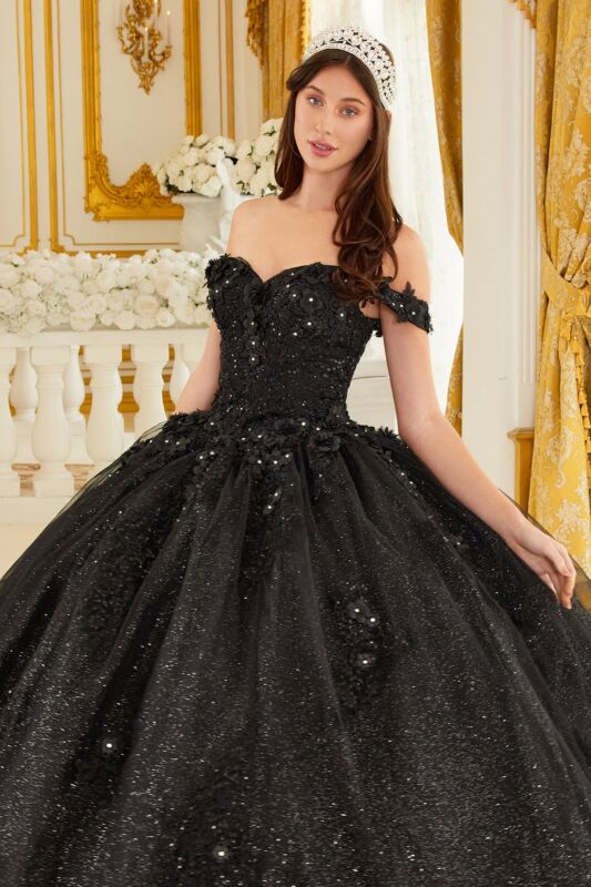 LaDivine 15702 Floral Applique Sweetheart Neck Quinceanera Gown