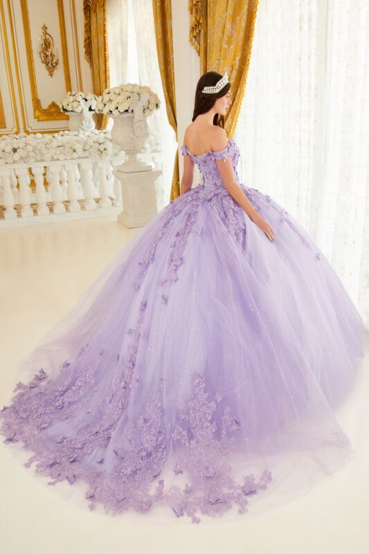 LaDivine 15709 Butterfly Applique Sweetheart Neck Quince Dress