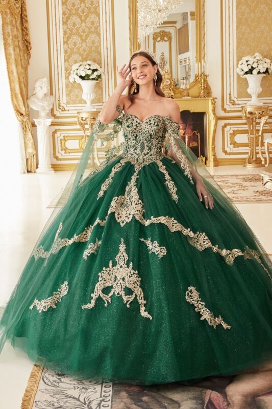 LaDivine 15711 Off-The-Shoulder Streamer Sweet 16 Gown