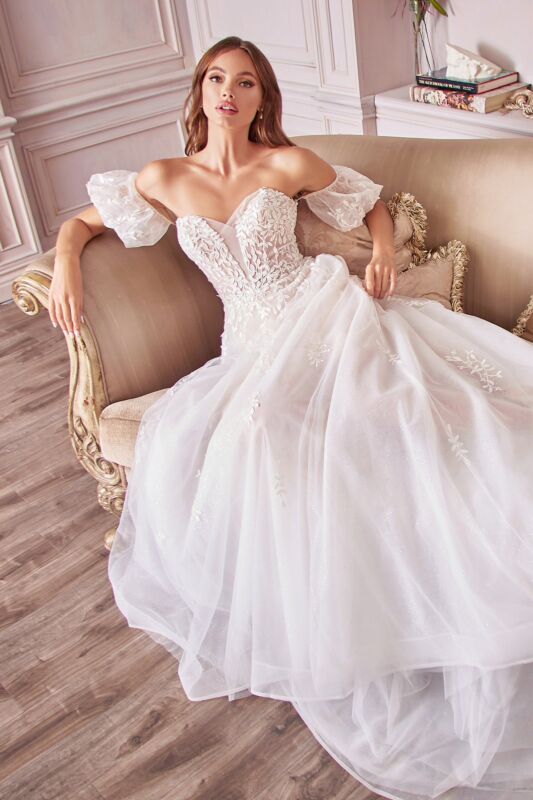 LaDivine A1014 Detachable Sleeve Side Pocket Bridal Gown