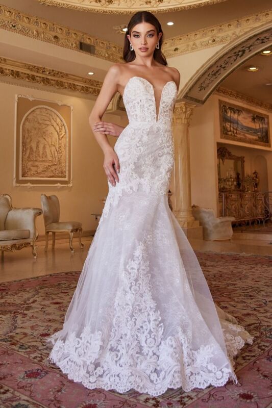 LaDivine CD928 Sweetheart Neck Detachable Train Wedding Gown