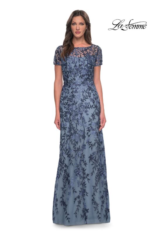 La Femme 27956 Bateau Neck Floral Dress
