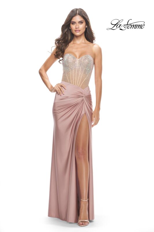 La Femme 31556 Sweetheart Rhinestone-Embellished Corset Dress