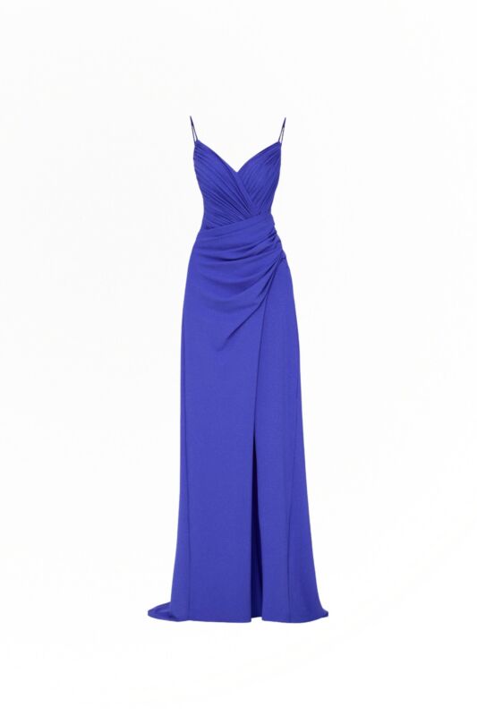 Tarik Ediz 54317 Sara Ruched Bodice V-Neck Jersey Dress