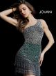 Jovani 60945 Fringe Hem One-Shoulder Short Dress