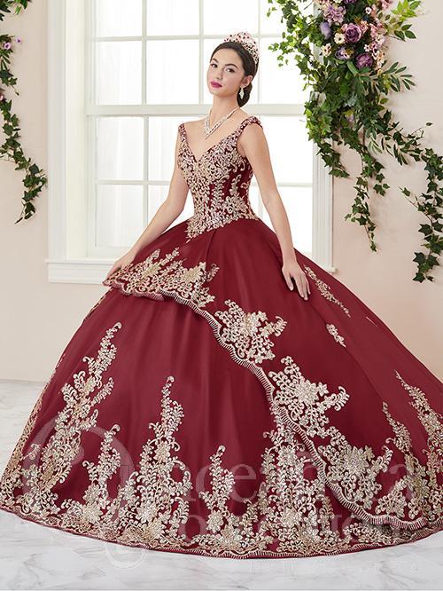 maroon and gold quinceanera